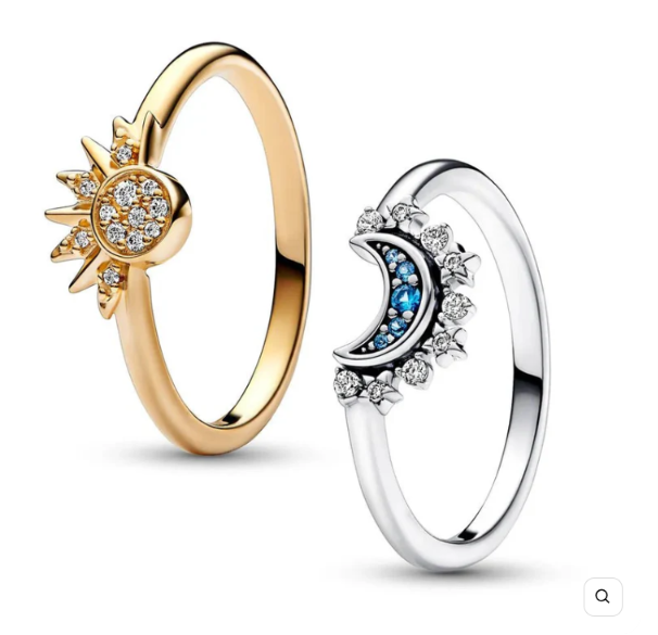Anillo duo sol y Luna anillos ajustables