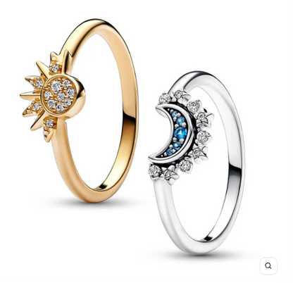 Anillo duo sol y Luna anillos ajustables