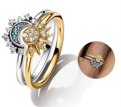 Anillo duo sol y Luna anillos ajustables