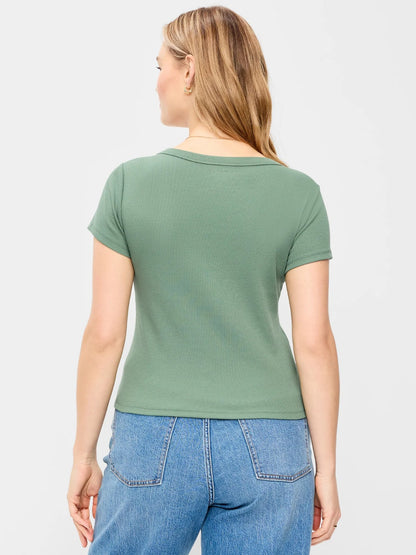 Snug V-Neck Crop T-Shirt