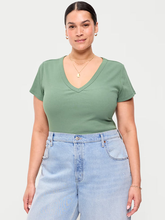 Snug V-Neck Crop T-Shirt